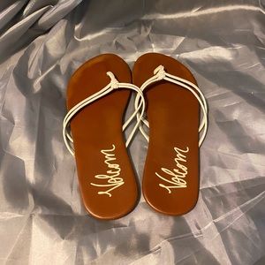 White Volcom Flip Flops